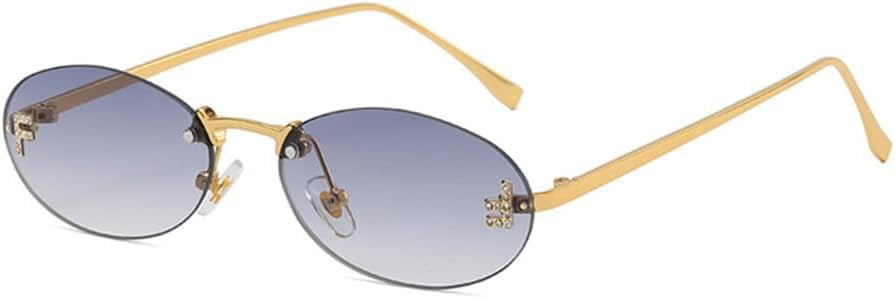Sunglasses Women Men Metal Rimless Oval Gradient Sun Glasses  display picture 1