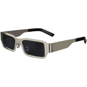 Sunglasses Women Men Mirror Rectangle Vintage Sun Glasses Metal Shades Uv400