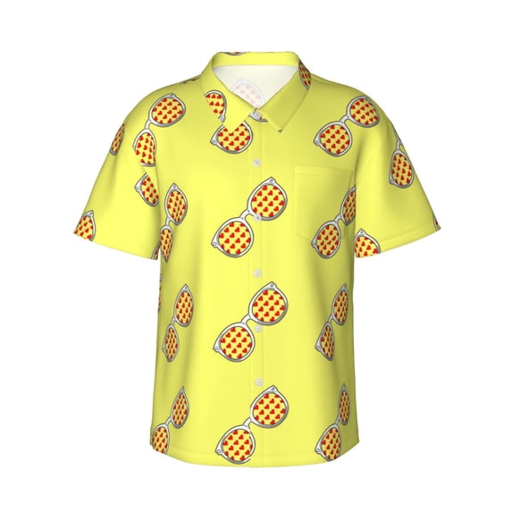 Sunglasses Yellow Men's 3d Print Casual Button Down Shirts, Novelty Hawaiian Short Sleeves S