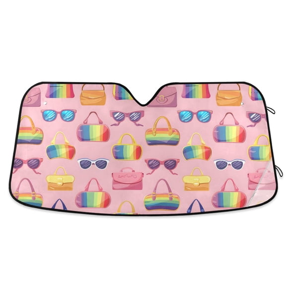 Sunglasses and Bags Car Windshield Sun Shade Foldable Car Front Window Visor Heat and UV Protection 57x31.5