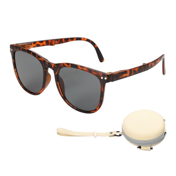 Sunglasses for Women Men, PC Folding Model with Original Box, Coffee Black