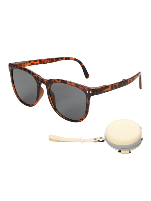 Sunglasses for Women Men, PC Folding Model with Original Box, Coffee Black