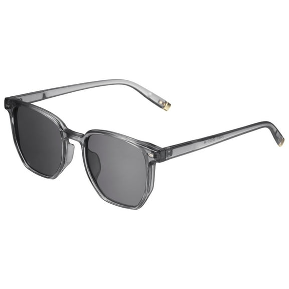 Sunglasses for Women Men, PC Square Sunglasses, Transparent Gray & Gray