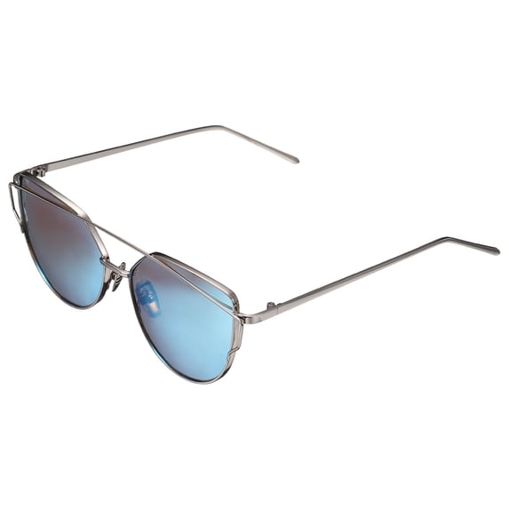 Sunglasses for Women Men, White Copper & AC Resin Metal Colorful Frog, Ice Blue