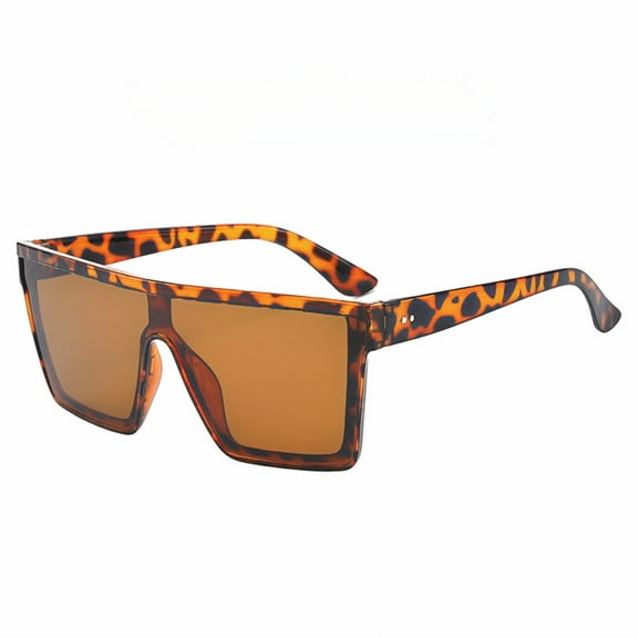 Sunglasses for Men Women Semi-Frame Wrap Around UV400 Protection TR90 Frame Driving Shades（Leopard print frame brown lenses）