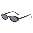 thumbnail image 1 of Creamily Retro Oval Cat Eye Sunglasses for Women Small Thin Frame Lightweight Vintage 90s Slim Sun Glasses（Black frame grey lenses）, 1 of 5