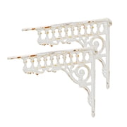 Sungmor 10.6 Inch Cast Iron White Brackets for Shelves, 2PC Vintage Decorative Angle Support Doorway Bracket, Shelves Corbels, Wall Mounted Floating Shelf Bracket