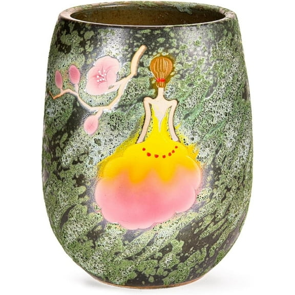 Sungmor 10.6 Inch Ceramic Succulent Plant Pot with Drainage Hole, Hand Painted Flower Pots for Plants, Unique Texture Decorative Planter for Indoor and Outdoor, Pottery Vase for Home Office Decor