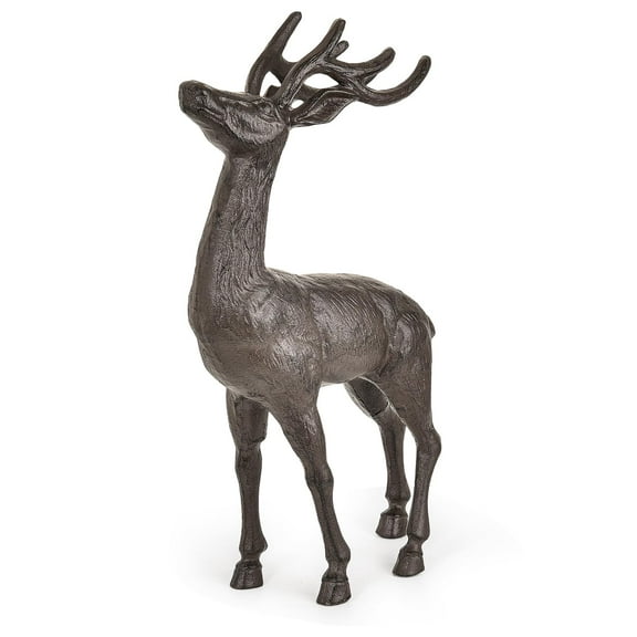 Sungmor 22 Inch Tall Large Cast Iron Garden Deer Statue, Solid & Heavy-Duty Big Deer Sculpture Outdoor Dcor, Indoor Christma Theme Decorative Animal Rack Deer, Meadow Wanderer Landscaping Figurine