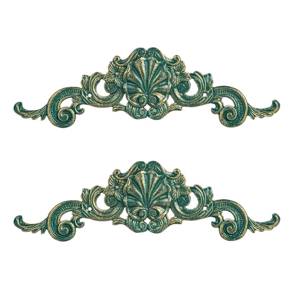 Sungmor 2PC Cast Iron Fleur De Lis Wall Decor, 15.5" Vintage Ornate Green Flower Scrolled Decor
