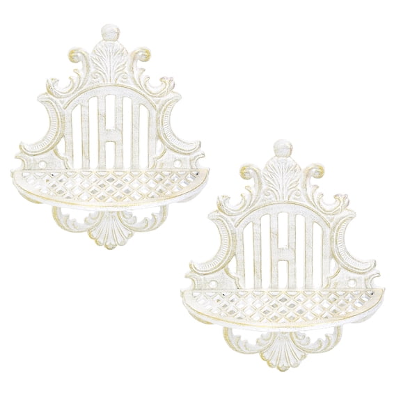 Sungmor Gothic Floating Shelves Cast Iron Old-Fashioned White Wall Decor, 2PC