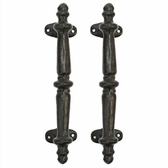 Sungmor 2PC Solid & Sturdy Cast Iron Cabinet Handles, Heavy Duty 9.3" Long Strong Rustic Metal Grab Bar Decorative Door Handles, Antique Farmhouse Fence Gate Garage Closet Drawer Sliding Door Pulls