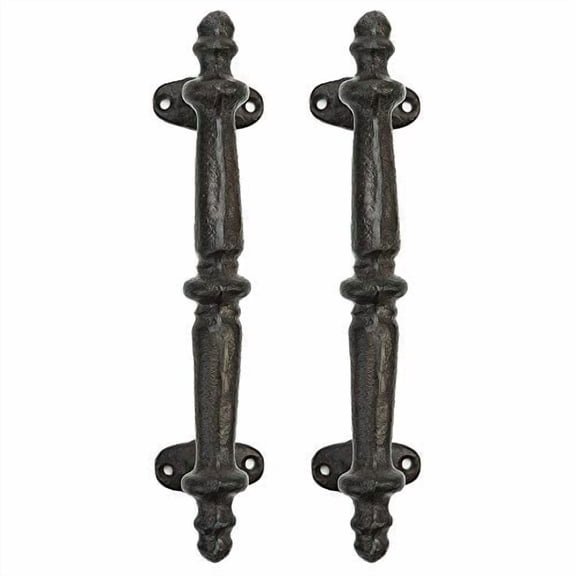 Sungmor 2PC Solid & Sturdy Cast Iron Cabinet Handles, Heavy Duty 9.3" Long Strong Rustic Metal Grab Bar Decorative Door Handles, Antique Farmhouse Fence Gate Garage Closet Drawer Sliding Door Pulls