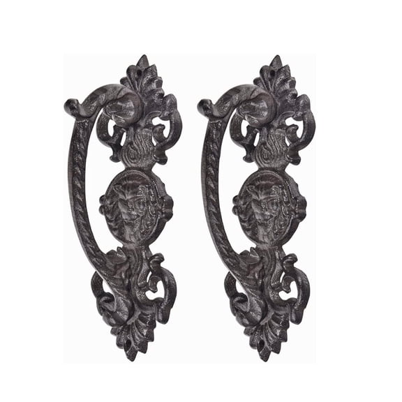 Sungmor 8.7" Polished Cast Iron Decorative Handles with 2 Door Pull Handles, 2-Pack