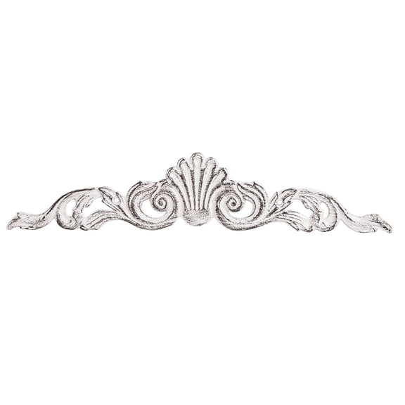 Sungmor Antique Cast Iron Wall Sculpture - Ornate Scroll & Shell Design Metal Plaque for Home & Garden Decor - Door, Wall, Furniture and Fireplace Mantel - Antique White Finish