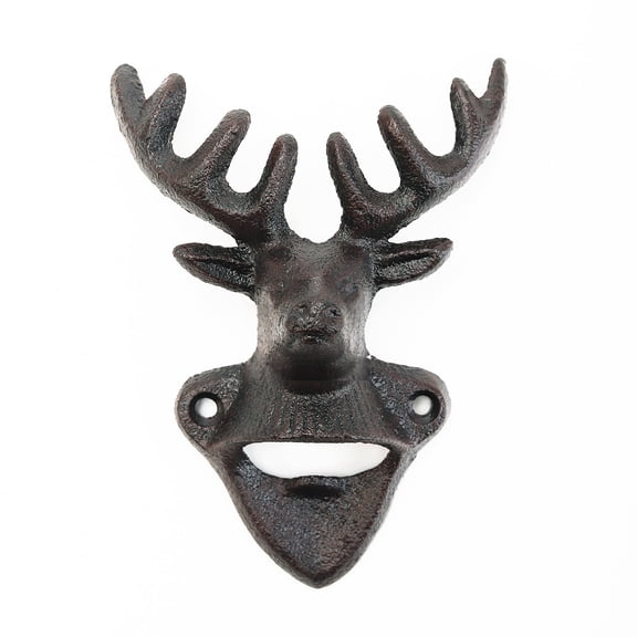 Sungmor Cast Iron Bottle Opener, Vintage Wall Hanging Deer Head Opener, Black