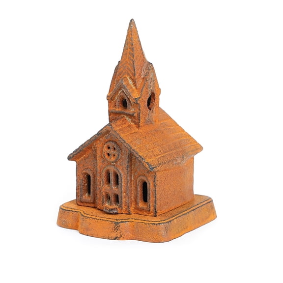 Sungmor Cast Iron Castle Tealight Candle Lantern, Rusting Country Style