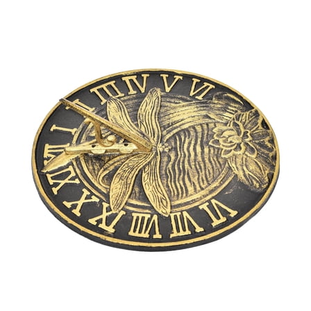 Sungmor Dragonfly Sundial Cast Iron Vintage Outdoor Decorative Sun Dial Clock, 1 Count,  10" Dia