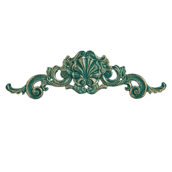 Sungmor Cast Iron Fleur De Lis Wall Decor, Vintage Green, 1PC, 15.5" Carved Appliques Onlays