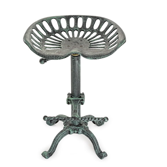 Sungmor Cast Iron Large Tractor Seat Bar Stool, 26 to 32 Inch Adjustable Height Counter Chair, Industrial Farmhouse Barstools, Vintage Dining Table Chairs, Home Bar Furniture Swivel Metal Chair