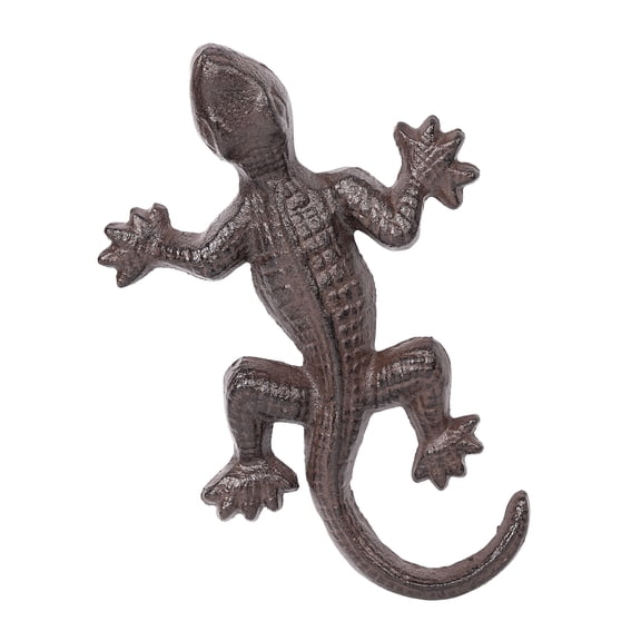 Sungmor Cast Iron Lizard Statue,Vintage Outdoor Animal Collection Figurines,Home Office Shelf Decor,Garden Lawn Adorable Ornament,Vintage Brown Finish - Straight Tail