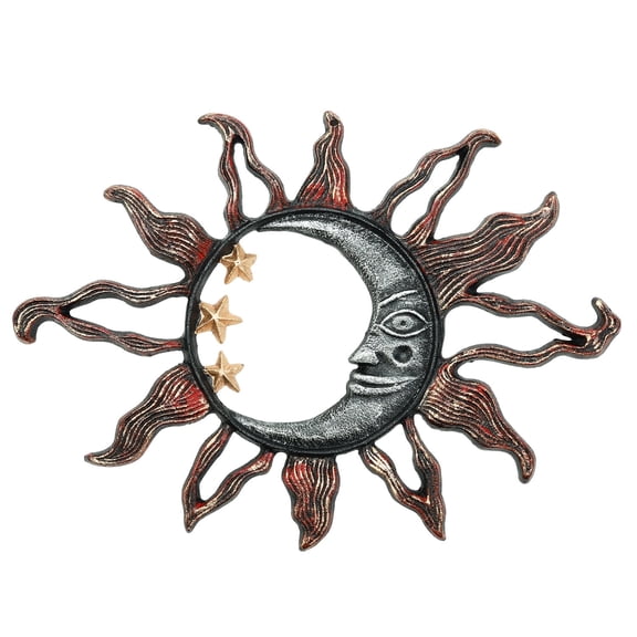 Sungmor Cast Iron Wall Sculpture, Moon and Sun Face, Farmhouse Home Decor, 1 Count