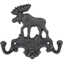Sungmor Cast Iron Moose Wall Hook, Rustic Animal Coat Hanger for Cabin, Lodge, or Farmhouse Decor, Heavy Duty Double Hooks for Keys, Hats, Towels, Vintage Antler Wall Mount Hanger