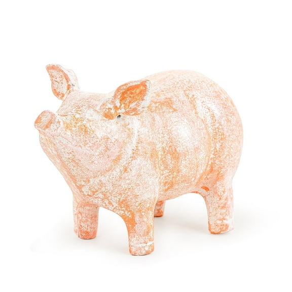 Sungmor Cast Iron Pig Statue, Whimsical Standing Pig Garden Decorative Statue, Rustic Pinkish Home Office Desk Paperweight Doorstop, Cute Collectible Figurine Bookshelf Ornament