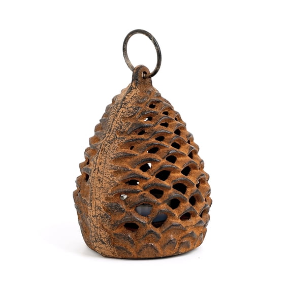 Sungmor Cast Iron Pinecone Tealight Candle Holder, Rustic Hanging Lantern, 1 Piece