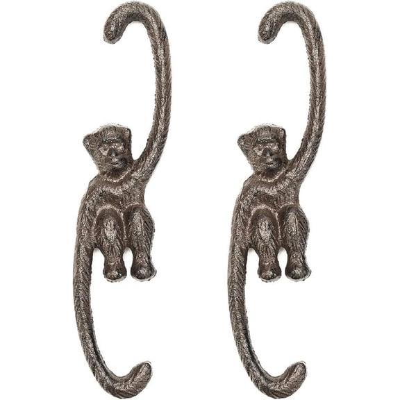 Sungmor 2PCS Cast Iron Garden Hooks 7.9" Monkey Flower Pots Hangers