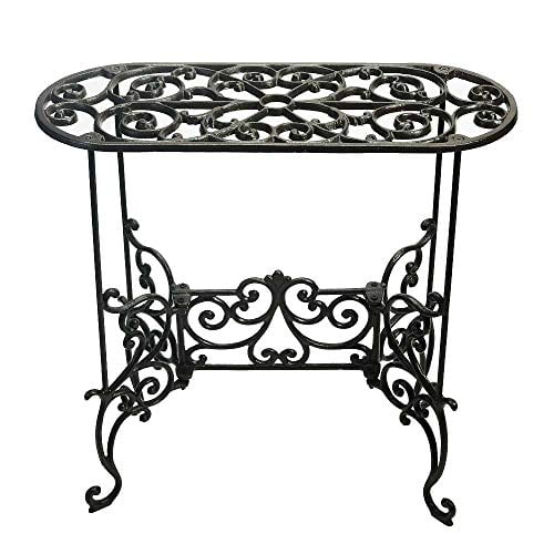 Vintage Black Cast Iron Plant Stand Table