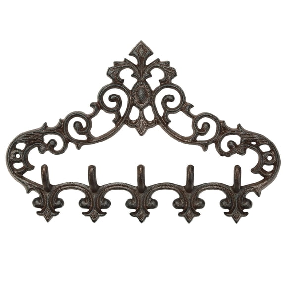 Sungmor Cast Iron Rustic Brown Coat Hooks Hanger, European style 5-Hooks, 1 Count