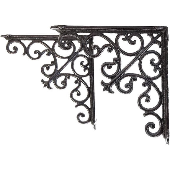 Sungmor Cast Iron Shelf Bracket, 7.1" Vintage Black Medium Floating Shelves, 2 Count