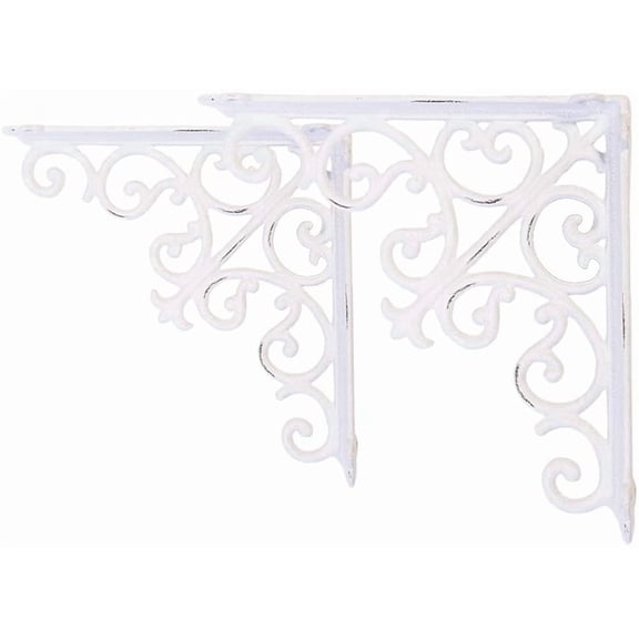 Sungmor Cast Iron Shelf Bracket, 4.7" Vintage White Small Floating Shelves, 2 Count