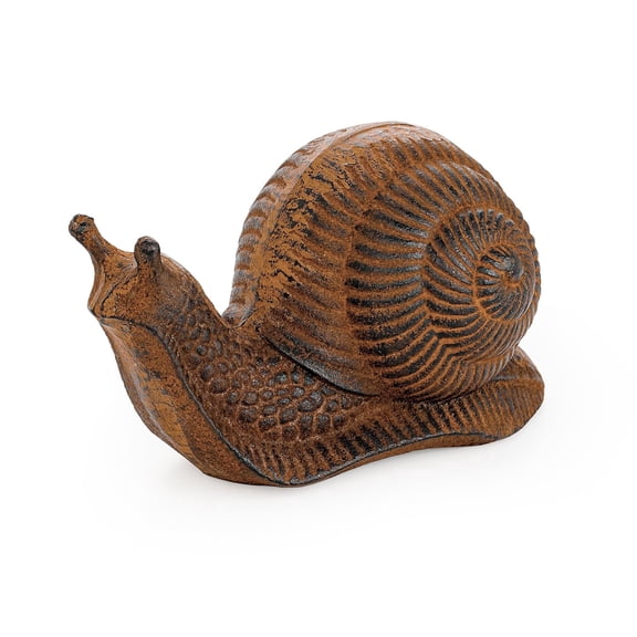 Sungmor Cast Iron Snail Statue, Vintage Animal Collection Figurines, Home Office Table Decor, Paperweight, Doorstop, Garden Lawn Cute Ornament, Rust Finish