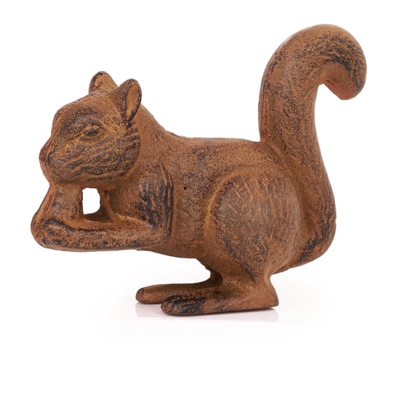 Sungmor Cast Iron Squirrel Statue,Rustic Rust Heavy Duty Animal Collection Sculpture, Paperweight, Doorstop, Adorable Garden Figurine