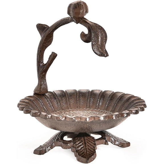 Sungmor Cast Iron Sunflower Birdbath for Outdoors, Vintage Small Fence Post Bird Feeder Bird Seed Tray, 6.1 Inch Patio Table Bird Bath Bowl, Home Garden Lawn Yard Decorations