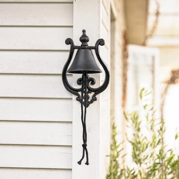 Sungmor Cast Iron Wall Bell, Vintage Rustic Dinner Bell with Rope, Decorative Outdoor Doorbell, Heavy Duty Wall-Mounted for Porch, Entryway & Garden