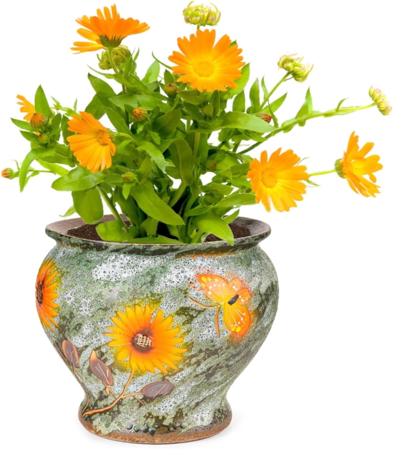 Sungmor Ceramic Hand Painted Succulent Flower Pots, Large Pottery Pots for Indoor Outdoor Plants, Decorative Ceramic Vase for Flower Arrangement Home Decor, Vintage Centerpieces Flowerpot