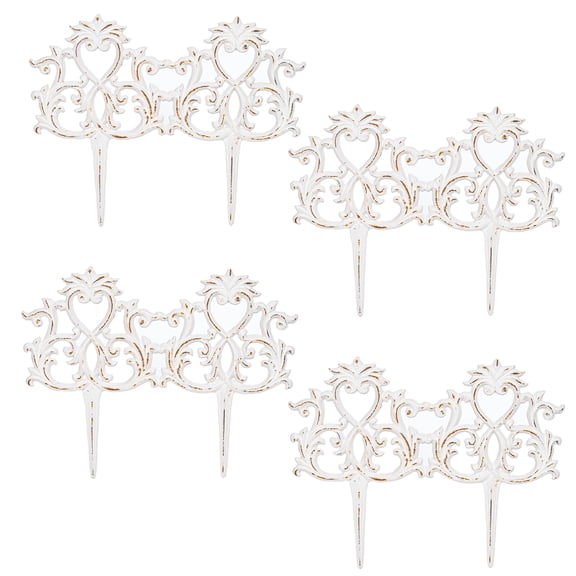 Sungmor Decorative Cast Iron Garden Edging,4 Pack Vintage Garden Border Fence for Lawn, Flower Beds and Patio,Heavy Duty Rustic Ornate Metal Fences,White Finish