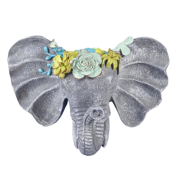 Sungmor Wall Hanging Elephant Flower Pot, Premium Resin Railing Fence Planter, Gray, 1 Count