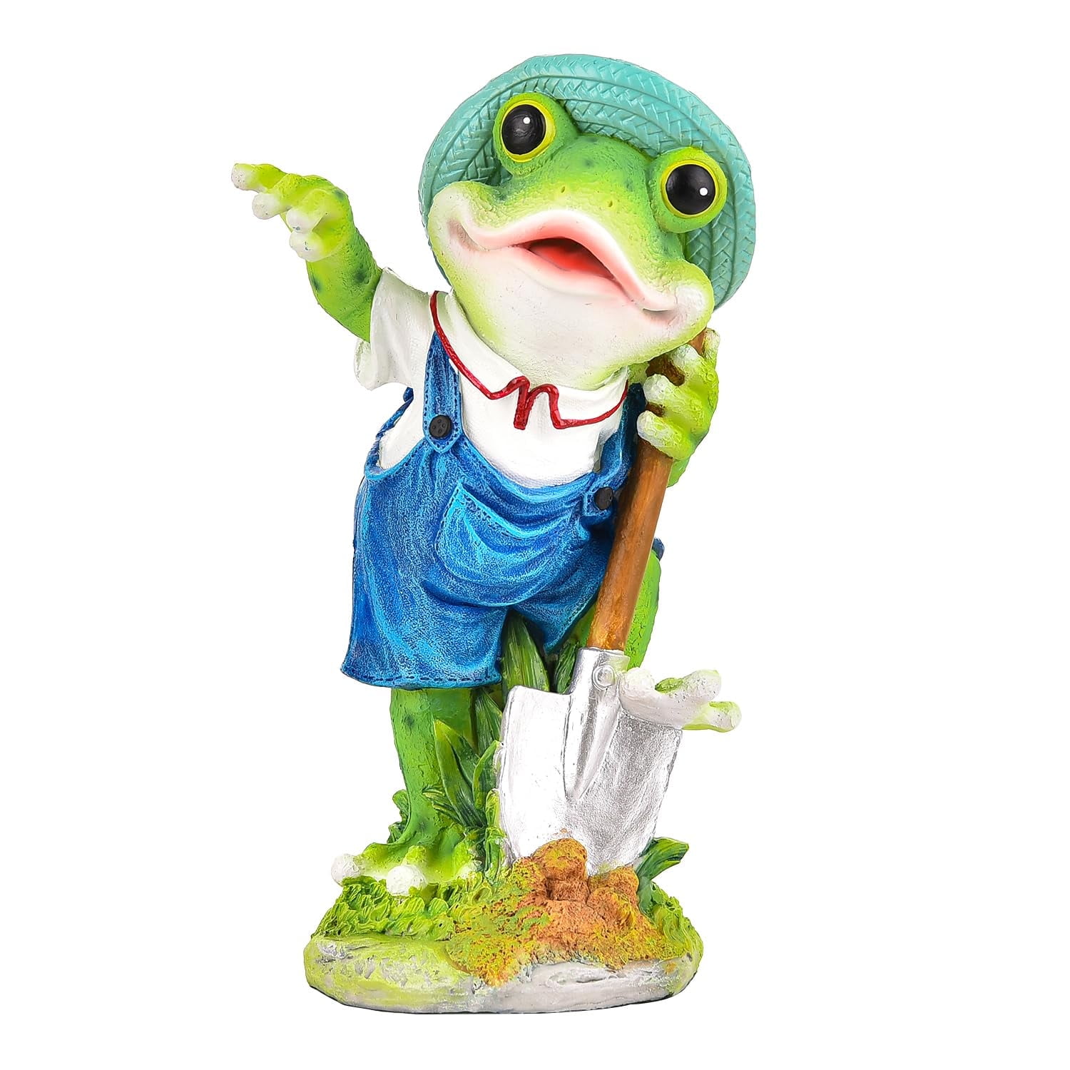 Sungmor Frog Garden Statue Outdoor Decor, Resin Hard-Working Frog Holding Shovel Figurine, Funny Frog Couple Statues for Yard Porch Lawn Decoration, Home Office Frog Ornaments