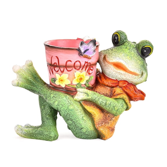 Sungmor Resin Succulent Planter, Garden Frog Statue, Decorative 7.6" Flower Pot, 1 Piece