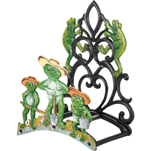 Sungmor Garden Hose Holder Wall Mounted, Large Capacity & Cast Iron Water Hose Holder for Outside, Pretty & Lovely Hard-working Frogs Hose Reel, Watering Hose Metal Stand Sturdy Pipe Hanger