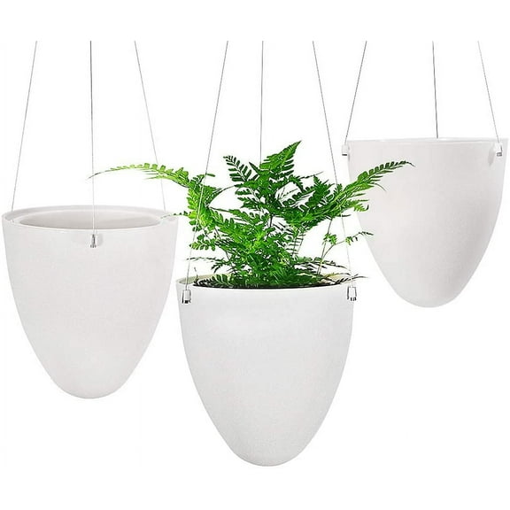 Sungmor Garden Self Watering Hanging Planter | 3PC Pack, White | Succulent Flower Pot Air Plant Holder | Unique Eggshell Houseplant Pots | Home Indoor Outdoor Office Decorative Container