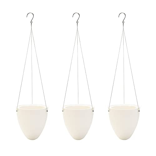 Sungmor Garden Self Watering Hanging Planter, 3 Pack, White, Succulent Flower Pot Air Plant Holder, Unique Eggshell Houseplant Pots, Home Indoor Outdoor Office Decorative Container