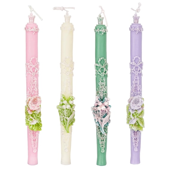 Sungmor Taper Floral Candles, Handcrafted Scented 4-Colors & 8.6" Elegant Lily of The Valley