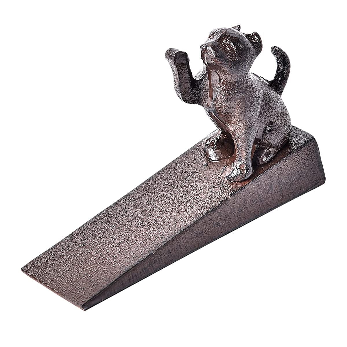 Sungmor Heavy Duty Cast Iron Cat Door Stops | Decorative Cute Animal Statue Metal Door Stopper Wedge with Non-Slip Mat | Solid & Antique Style Windproof Door Holder for Patio Yard Garden Farmhouse