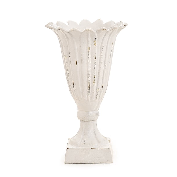 Sungmor Heavy Duty Cast Iron Decorative Vase, Unique Tulip Shape Trumpet Vase, Rustic French Countryyard Style Fake Flower Vase, Beautiful Table Center Artificial Flower Bouquet for Festival Party