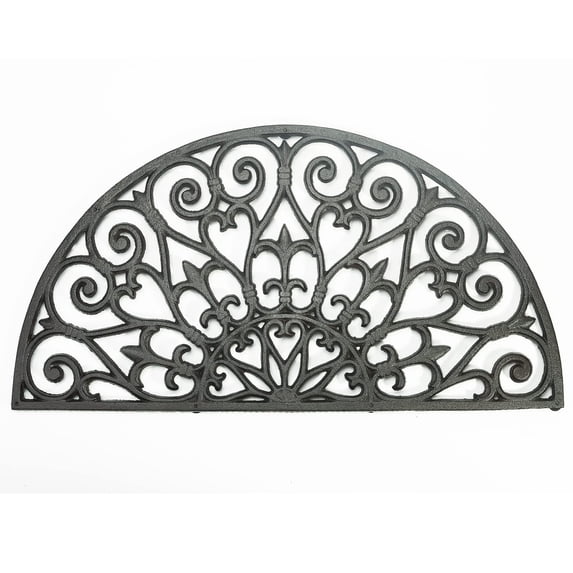 Sungmor Cast Iron Doormat Vintage Vine Design Large Semicircle Front Non-Slip Door Mat, Shoe Scraper,28" x 14.8" x 0.8", 1 Count
